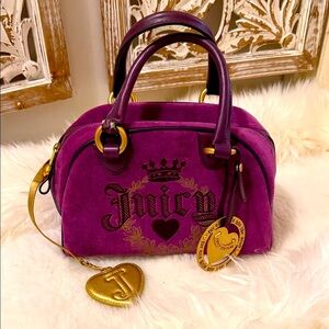 Vintage Authentic Juicy Couture Fuchsia Suede Satchel BEAUTIFUL 💕